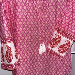 Lightweight punchy colored tunic with Indian block print